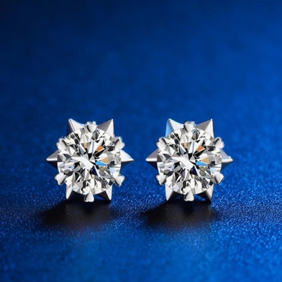 GRA moissanite report Jewelry - NWT, GRA Moissanite, Sterling Silver Stud Earrings